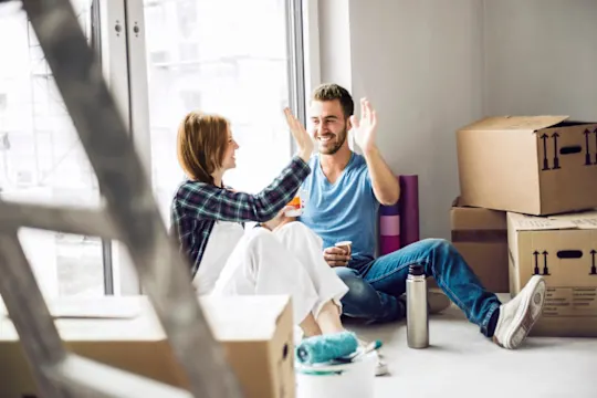A man and a woman moving